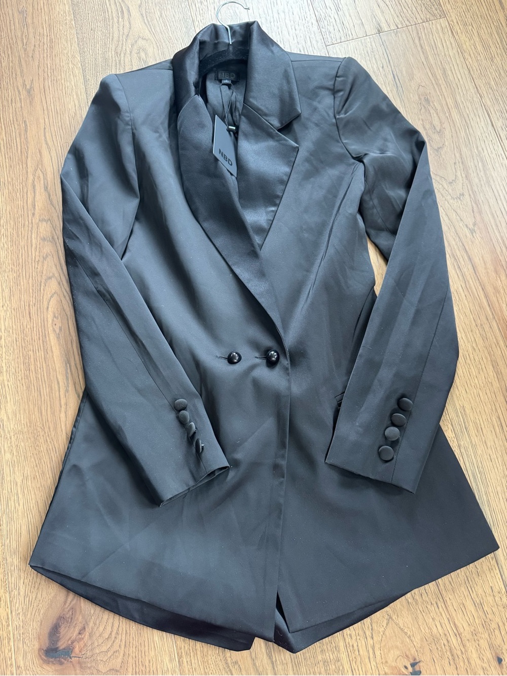 NBD Black Double-Breasted Tailored Blazer